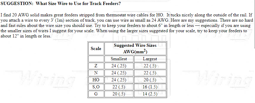 Armature Wire Gauge Chart